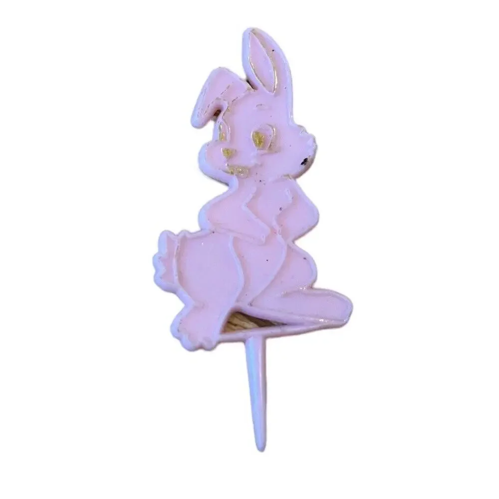 Vintage Halloween & Easter Cake Toppers Cupcake Bunny Bat Lot of 3